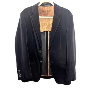 Assets Andrew Fezza Black Cordoury Blazer Size 38R Jacket Ribbed Casual Sports